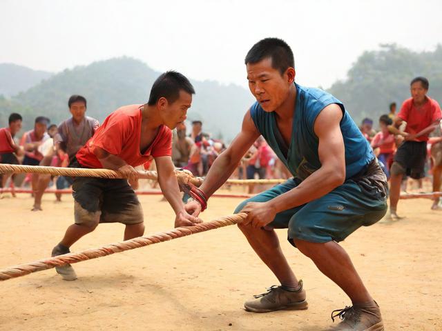 九游体育网站_ 乡村传统拔河比赛，传承民族体育文化，传统体育项目拔河